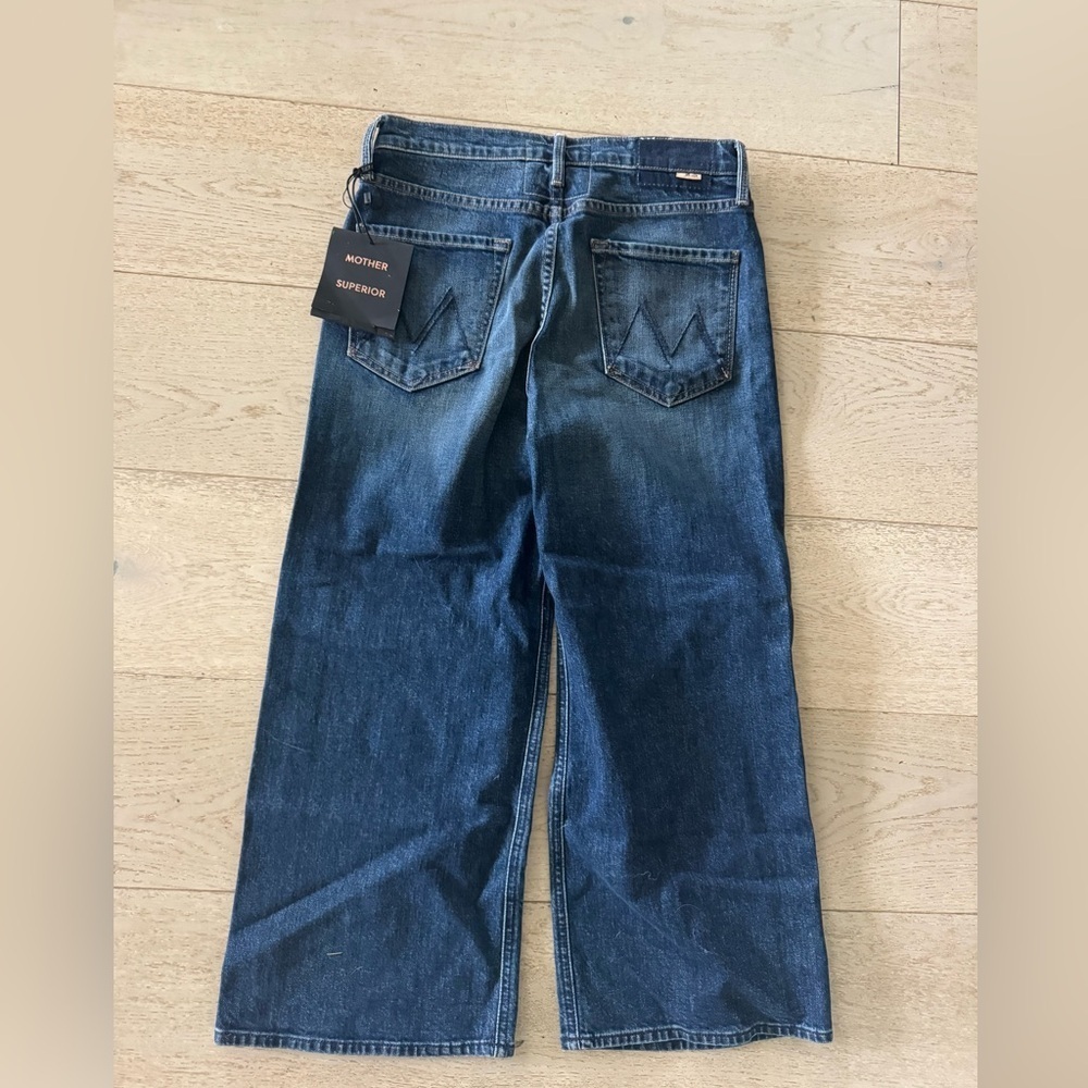 NWT Mother Superior Tomcat roller shorty cropped wide leg jeans size 29 - Picture 6 of 11